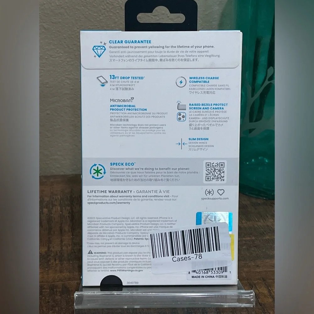 Speck Presidio Perfect-Clear Clear Case for iPhone 15 Pro, new
